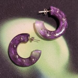 Purple Hoop Earrings